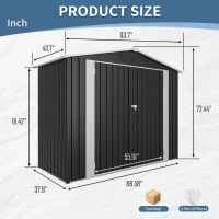 Vented Bike Storage House with Reinforced Roof Beams, Outdoor Metal Storage Shed for Backyard, 93.5'' L x 43.5'' W x 72.5'' H, Black(m-3)