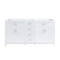 Bathroom Vanity Cabinet Base with 4 Drawers and 4 Doors, Soft Close Storage Cabinet for Traditional Décors, 58.5'' L x 19'' W x 31.5'' H, White(m-1)