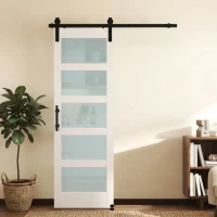 HOMCOM Sliding Door, 28" x 84" Sliding Barn Door with Hardware Kit Included & Handle, PVC Surface, White(m-8)