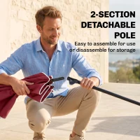 Outsunny 6.5x4ft Rectangle Patio Umbrella Aluminum Tilt Adjustable Garden Parasol Sun Shade Outdoor Canopy Red(m-7)