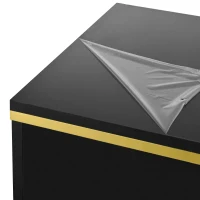 Modern High-Gloss Coffee Table with Hidden Dual Drawers, Stain-Resistant Center Table with Metal Legs, 39.5'' L x 19.5'' W x 14'' H, Black(m-9)