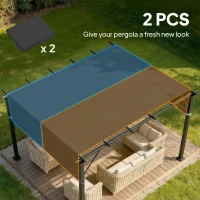 Outsunny 2 Pcs UV Protection Pergola Replacement Canopy, Pergola Shade Cover, Easy to Install, for 10' x 10' Pergola, Black(m-4)