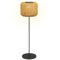 Outsunny Wicker Outdoor Floor Lamp, Cordless Solar Lantern with Auto On/Off LED Lights, IP44 for Patio, Porch, Pathway, Yellow(m-9)