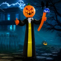 HOMCOM 10ft Inflatable Halloween Pumpkin Head Ghost with Hammer, Blow Up LED  Display for Garden Indoor Outdoor(m-10)