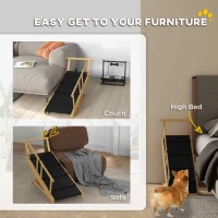 PawHut Dog Ramp, Adjustable Height Pet Steps, Foldable Dog Stairs with Non-slip Mat for Small to Large Dogs(m-6)