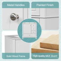 Stylish Bathroom Vanity with Easy-Clean Ceramic Sink and 3 Pre-Drilled Holes, Ideal Cabinet for Modern Bathrooms, 30" L x 18.5" W x 33.5" H, White(m-9)