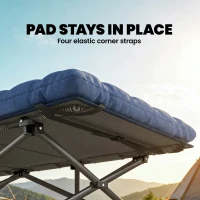 Outsunny Camping Cot with Soft Pad, 32" Extra Wide Folding Cots with Non-Slip Feet and Carry Bag, Blue(m-6)