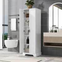 Multi-functional Storage Cabinet with Adjustable and Fixed Shelves, Tall Organizer Cabinet for Bathroom and Office, 23.5'' L x 17'' W x 71'' H, White(m-8)