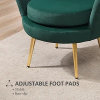 HOMCOM Modern Accent Chair, Velvet-Touch Fabric Leisure Club Chair with Gold Metal Legs for Bedroom, Dark Green(m-7)