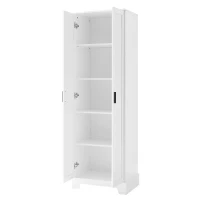 Multi-functional Storage Cabinet with Adjustable and Fixed Shelves, Tall Organizer Cabinet for Bathroom and Office, 23.5'' L x 17'' W x 71'' H, White(m-13)