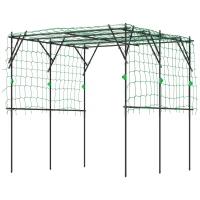 Outsunny Garden Arch Cucumber Trellis for Climbing Plants, 7.3 FT Tall Metal Plant Trellis Support with Climbing Net, Black(m-2)