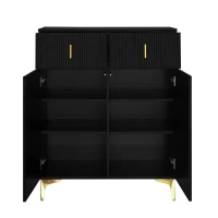 Elegant Sideboard with Push-To-Open Mechanism, Versatile Shoe Cabinet for Hallways and Entryways, 32.5" L x 13.5" W x 39.5" H, Black(m-12)