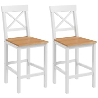 HOMCOM Counter Height Stools Set of 2, Farmhouse Bar Stools with Backs, Solid Wood Counter Stools for Kitchen Island(m-9)