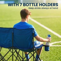 Outsunny 6 Seat Folding Camping Chair with Cup Holder and Carrying Case for Camping, Picnic, Sports Events, Blue(m-5)