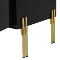 Modern High-Gloss TV Stand with Built-In Cable Management, Metal Legged TV Cabinet with Easy-Clean Surface, 67'' L x 15'' W x 19.5'' H, Black(m-11)