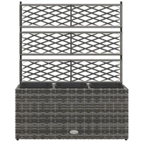 Outsunny Wicker Raised Garden Bed with Trellis, 42" Tall Outdoor Planter Box, Mixed Grey(m-2)