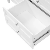 Modern Bathroom Vanity Cabinet with Soft-Close Hinges, Soft Close Storage Vanity with Adjustable Shelves, 59'' L x 19.5'' W x 34'' H, White(m-11)