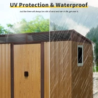 Outdoor Metal Storage Shed with Vents and Metal Foundation Frame, Spacious Weatherproof Steel Tool Room with Window, 93.5'' L x 68.5'' W x 77'' H, Coffee(m-7)