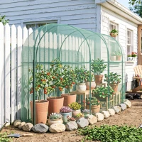 Outsunny 9.8' x 3.3' Plant Protector Tent, Crop Cage with Zipped Door and Ground Stakes for Garden, Yard, Lawn(m-8)