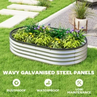 Outsunny 4.9' x 3' x 1' Large Outdoor Planter Box, Galvanized Raised Garden Bed with Metal Plant Stake,  Silver(m-4)