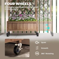 Outsunny Raised Garden Bed with Metal Trellis, Elevated Planter Box with Wheels and Drainage Holes, 20.5" x 9.8" x 38.2", Brown(m-6)
