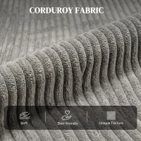 HOMCOM Corduroy Home Theater Seating, Push Back Recliner Chair with Padded Seat for Living Room, Grey(m-6)