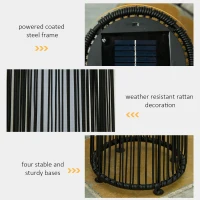 Outsunny Wicker Solar Floor Lamp, Decorative Outdoor Lamp with Auto On/Off LED Light, IP44 for Patio, Porch, Pathway, Black(m-6)