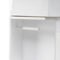 Practical Bathroom Vanity with 2-Tier Storage Shelves and Toilet Paper Holder, Compact Cabinet for Small Bathrooms, 18.5" L x 10.5" W x 33" H, White(m-10)