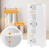 Multi-functional Storage Cabinet with Adjustable and Fixed Shelves, Tall Organizer Cabinet for Bathroom and Office, 23.5'' L x 17'' W x 71'' H, White(m-4)