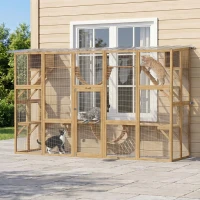 PawHut Catio Playground Cat Window Box Outside Enclosure for Multiple Cats w/ Shelves & Bridges, Yellow(m-10)