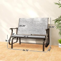 Outsunny 2-Person Outdoor Glider Bench, Patio Glider Loveseat Chair with Powder Coated Steel Frame, 2 Seats Porch Rocking Glider for Backyard, Lawn and Garden, Mixed Gray(m-3)