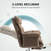 HOMCOM Desk Chair, Computer Office Chair with Footrest, Adjustable Backrest and Headrest, Light Brown(m-6)
