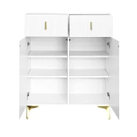 Elegant Sideboard with Push-To-Open Mechanism, Versatile Shoe Cabinet for Hallways and Entryways, 32.5" L x 13.5" W x 39.5" H, White(m-12)
