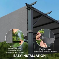 Outsunny 2 Pcs UV Protection Pergola Replacement Canopy, Pergola Shade Cover, Easy to Install, for 10' x 10' Pergola, Dark Grey(m-6)