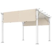 Outsunny 2 Pcs UV Protection Pergola Replacement Canopy, Pergola Shade Cover, Easy to Install, for 10' x 10' Pergola, Khaki(m-2)