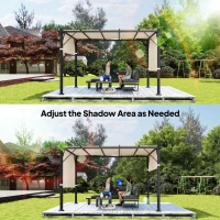 Outsunny 2 Pcs UV Protection Pergola Replacement Canopy, Pergola Shade Cover, Easy to Install, for 10' x 10' Pergola, Khaki(m-7)