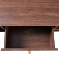 Rattan Coffee Table with Woven Drawers and Unique Sliding Cabinet Doors, Sliding Door Center table with Slatted Base, 43.5'' L x 21.5'' W x 15'' H, Wood(m-8)