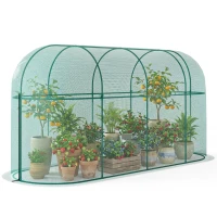 Outsunny 9.8' x 3.3' Plant Protector Tent, Crop Cage with Zipped Door and Ground Stakes for Garden, Yard, Lawn(m-2)