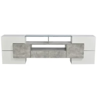 Spacious TV Stand with 6 Doors and 2 Drawers, Stylish Lowboard for Living Rooms, 78.5" L x 13.5" W x 23.5" H, White+Gray(m-2)