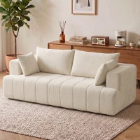 HOMCOM 3 Seater Sofa, Chenille Boneless Cloud Couch with Thick Spring Cushion, Wide and Deep Seat, Wide Armrests, Beige(m-8)
