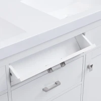 59-inch Bathroom Vanity Cabinet with Soft-Close Hinges, Divider Drawer Storage Console with Sturdy MDF Construction, 58.5'' L x 19'' W x 31.5'' H, White(m-6)