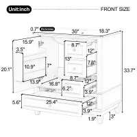 Stylish Bathroom Vanity with Easy-Clean Ceramic Sink and 3 Pre-Drilled Holes, Ideal Cabinet for Modern Bathrooms, 30" L x 18.5" W x 33.5" H, Black(m-3)