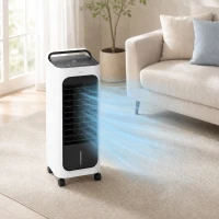 HOMCOM Room Air Cooler with Ice Packs, Ice Cooling Fan Water Humidifier Unit with Remote, Timer, Oscillating(m-8)