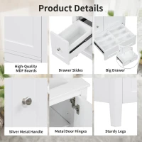 Ample Bathroom Vanity with 2 Upper Drawers and Removable Bottom Drawer, Ideal Cabinet for Small Bathrooms, 24" L x 18.5" W x 34" H, White(m-8)