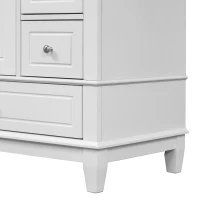 Stylish Bathroom Vanity with Easy-Clean Ceramic Sink and 3 Pre-Drilled Holes, Ideal Cabinet for Modern Bathrooms, 30" L x 18.5" W x 33.5" H, White(m-13)