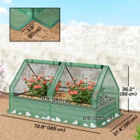 Outsunny 6' x 3' Metal Planter Box with Cover, Raised Garden Bed with Mini Greenhouse for Herbs, Vegetables, Green and Dark Grey(m-3)