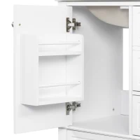 Spacious Bathroom Vanity with 3 Drawers and One-Door Cabinet, Freestanding Cabinet for Small Bathrooms, 24" L x 18.5" W x 34" H, White(m-10)