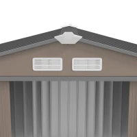 Outsunny 7' x 4' x 6' Garden Storage Shed Outdoor Patio Metal Tool Storage House w/ Foundation Kit and Double Doors Brown(m-11)