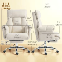HOMCOM Desk Chair, Computer Office Chair with Footrest, Adjustable Backrest and Headrest, Cream White(m-3)