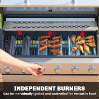 Outsunny 6 Burner Propane Gas Grill with Side Burner, Barbecue Grill with Cast Iron Grates, Wheels, Side Tables, Cabinet(m-5)